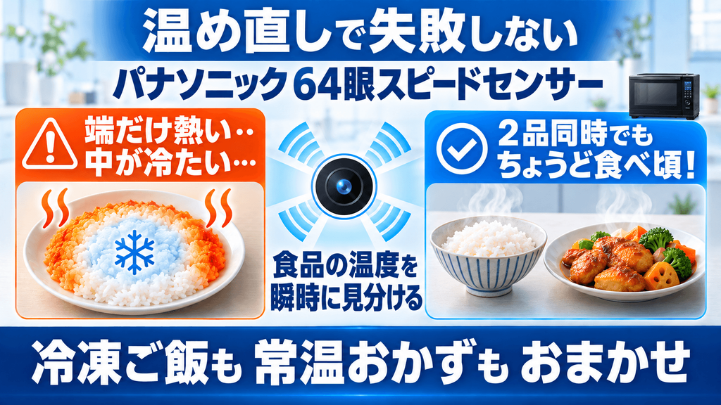 オーブンレンジ パナソニック vs シャープ 決定的な違いを徹底比較　時短と使い勝手で選ぶなら「パナソニック」のオーブンレンジがおすすめ　冷凍食品やおかずの「温め直し」で失敗しない