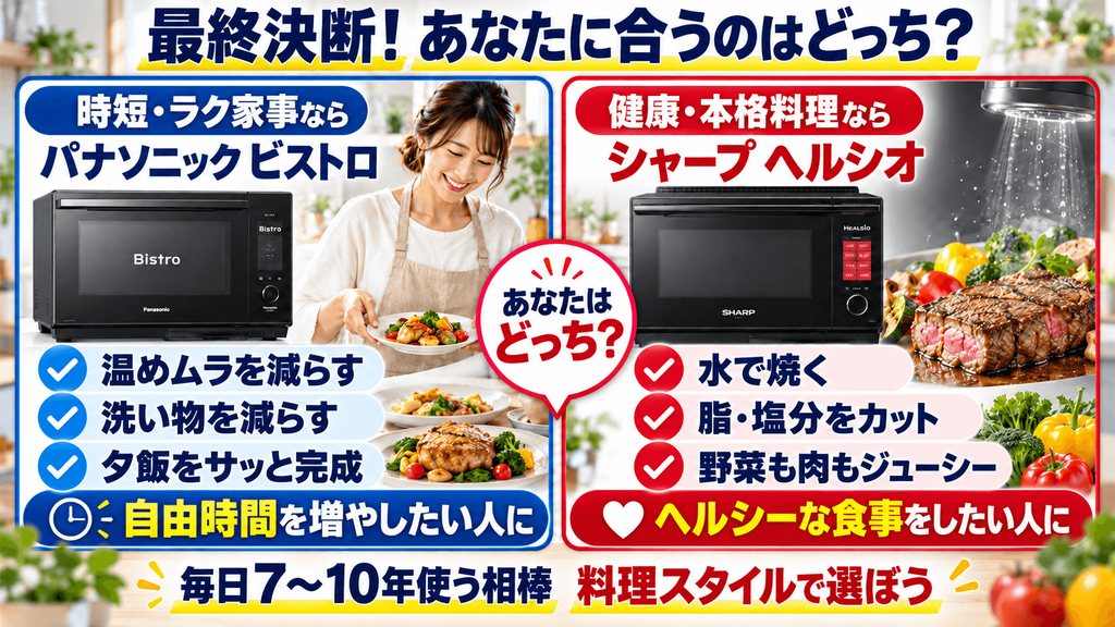 【最終決断】パナソニック vs シャープ あなたにおすすめのオーブンレンジはこれ！