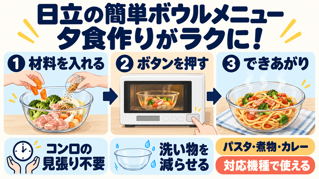 日立オーブンレンジの決定的なメリット　フライパン・鍋が不要になる「簡単ボウルメニュー」