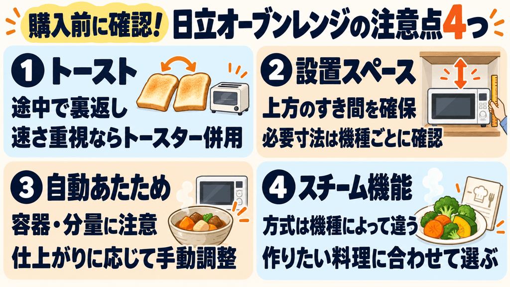 購入前に知っておくべき日立オーブンレンジの4つの注意点