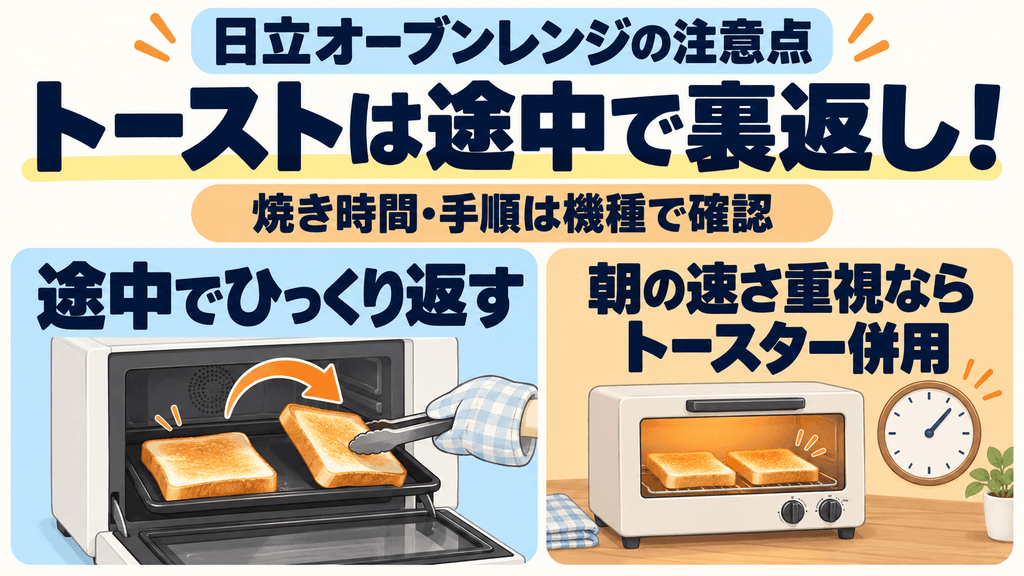 購入前に知っておくべき日立オーブンレンジの注意点　トーストは途中で「裏返し」が必要