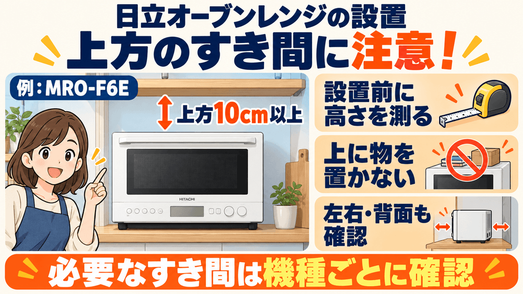 購入前に知っておくべき日立オーブンレンジの注意点　設置スペースは「上方のすき間（10cm以上）」に注意