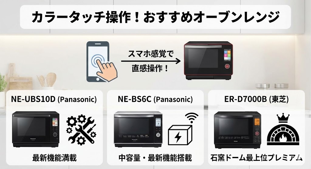 オーブンレンジ　パナソニック　東芝　カラータッチ操作おすすめ機種
