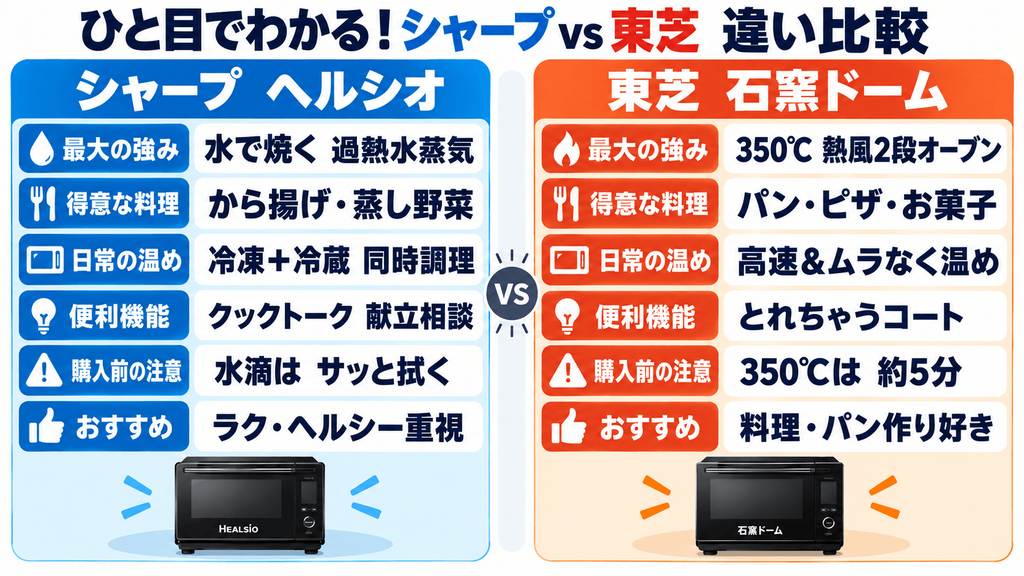 シャープ vs 東芝 違い比較表