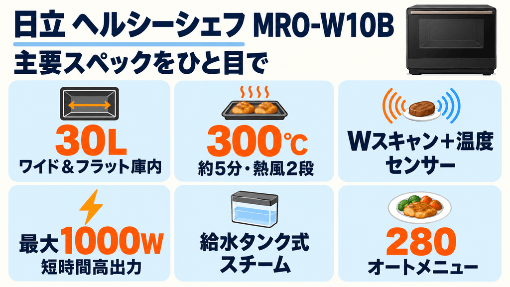MRO-W10Bの基本仕様