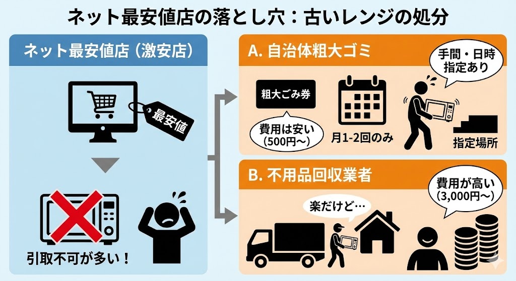 ネットの最安値店はリサイクル回収不可が多い？処分費用の相場
