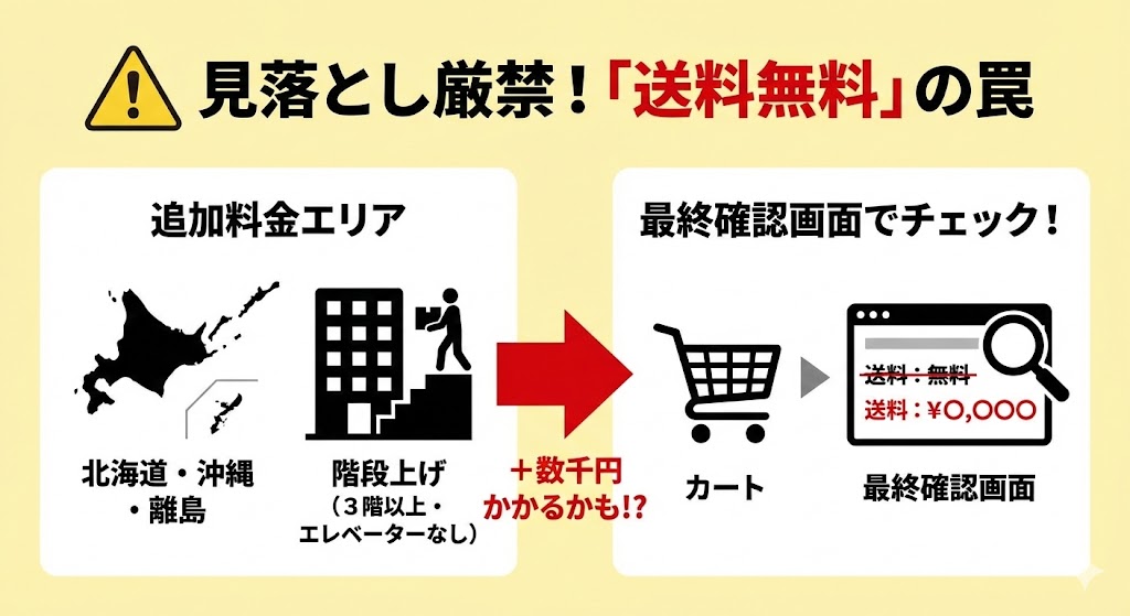 「送料無料」でも発生するNE-BS9D追加料金(北海道・沖縄・階数)
