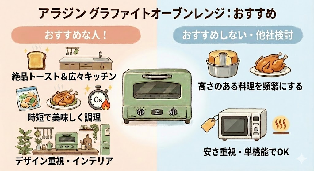 アラジングラファイトオーブンレンジがおすすめな人・おすすめしない人