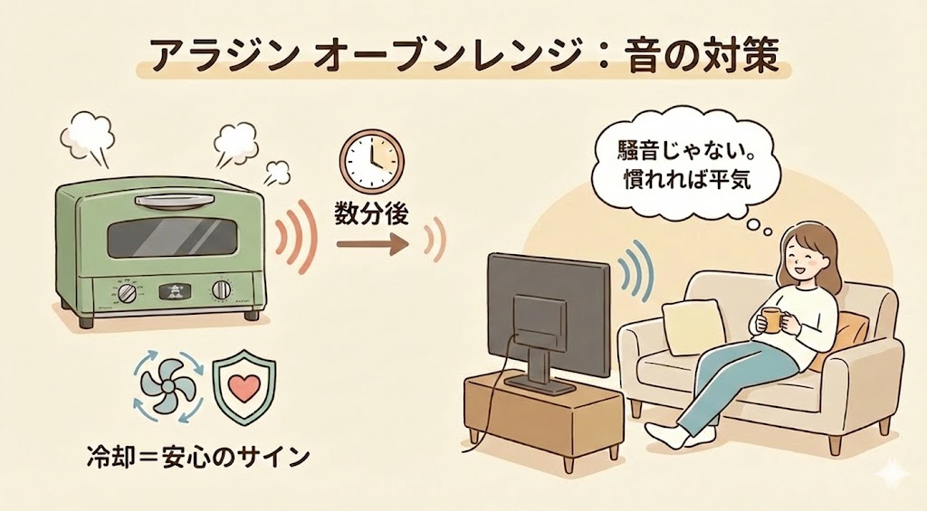 アラジングラファイトオーブンレンジの悪い口コミ「音が大きい」の対策