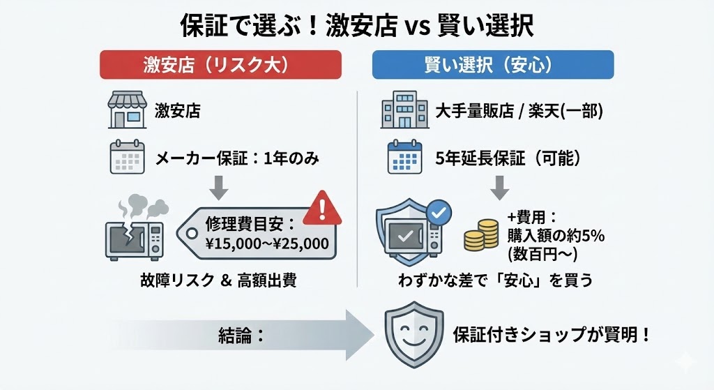 グラファイトオーブンレンジ　延長保証なしのリスク　メーカー保証