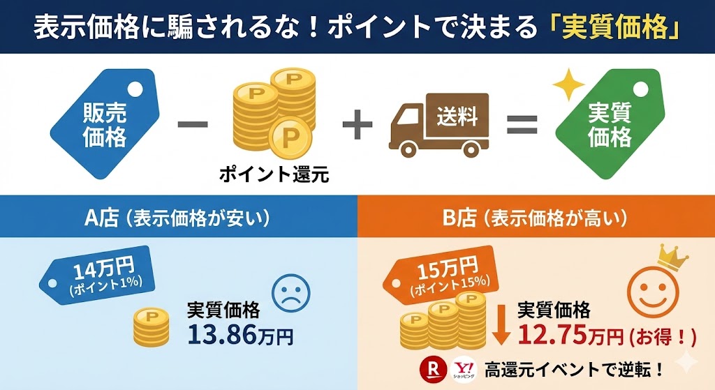 ポイント還元率で逆転?NE-UBS10Dを実質最安値で手に入れる計算式
