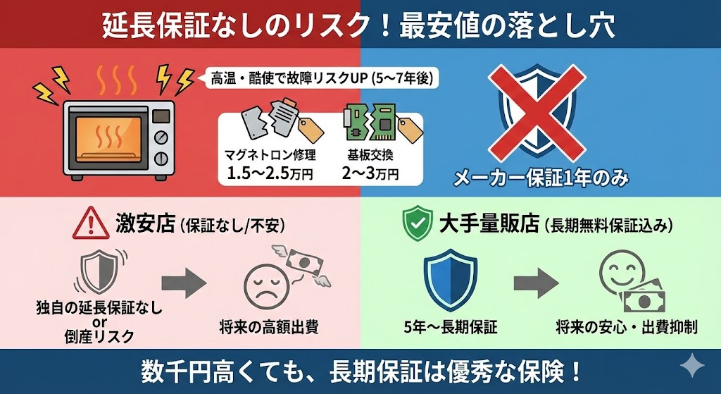 延長保証なしのリスクとは?メーカー保証だけの最安値店で買うべきか