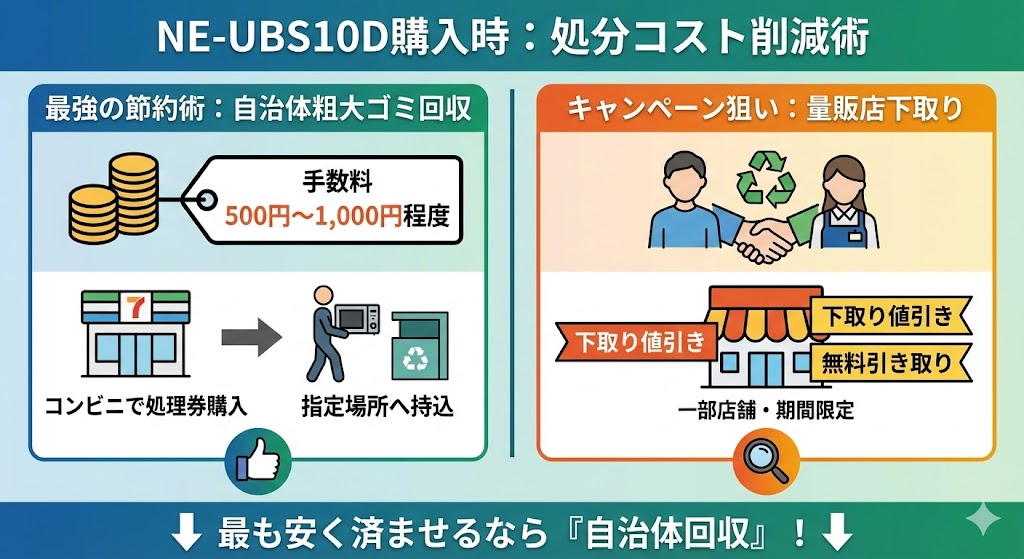 自治体回収 vs 量販店引き取り!NE-UBS10D購入時の処分コスト削減術