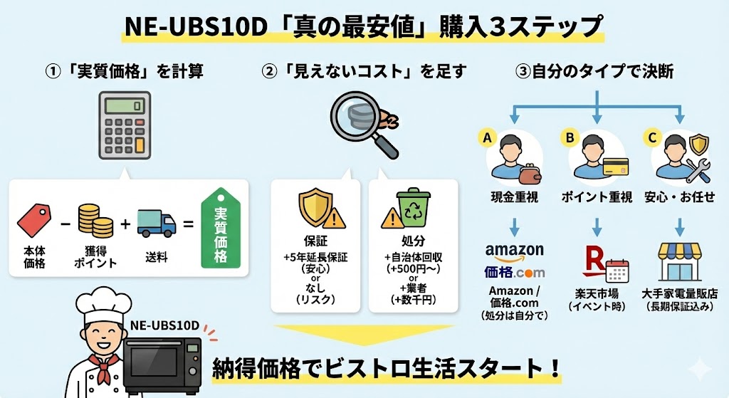 まとめ:NE-UBS10Dを「真の最安値」で手に入れる3ステップ