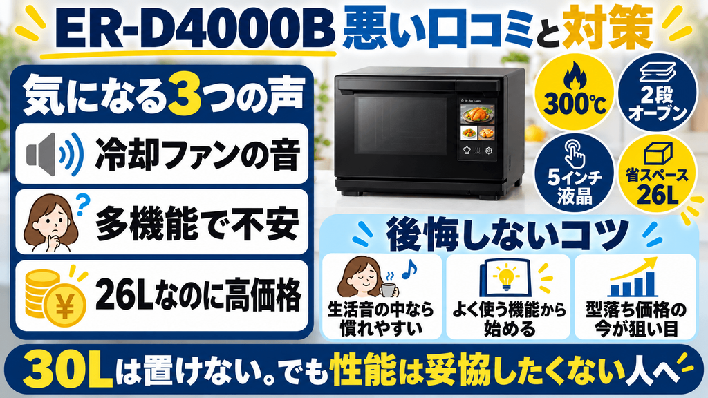 ER-D4000Bの「悪い口コミ」と対策