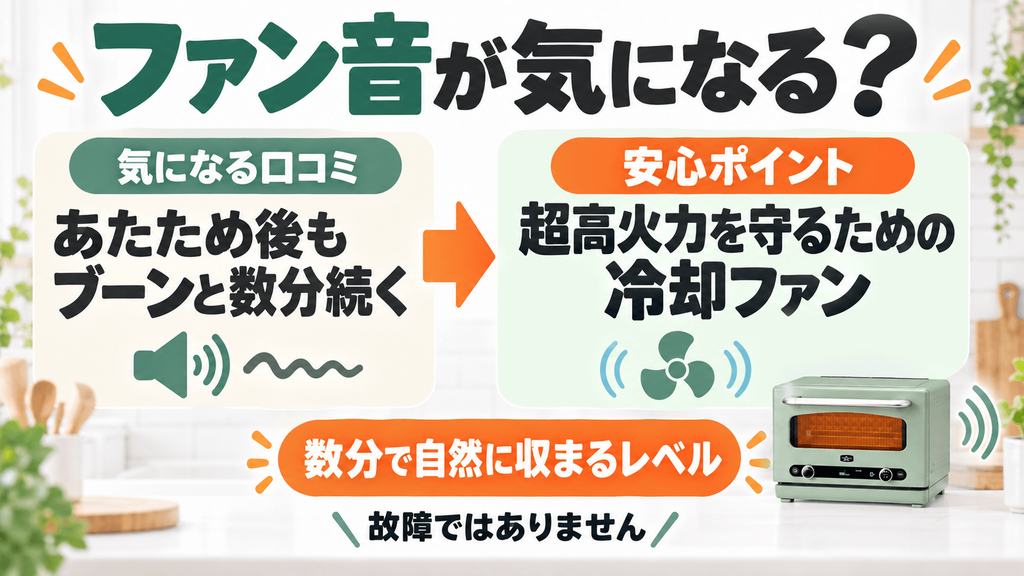 アラジングラファイトオーブンレンジの悪い口コミと解決法 温め終わった後のファン音が気になる