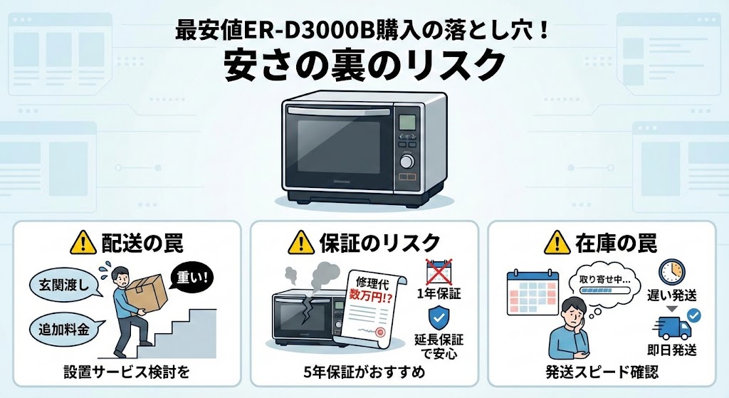 ER-D3000Bの最安値ショップ利用時の注意点