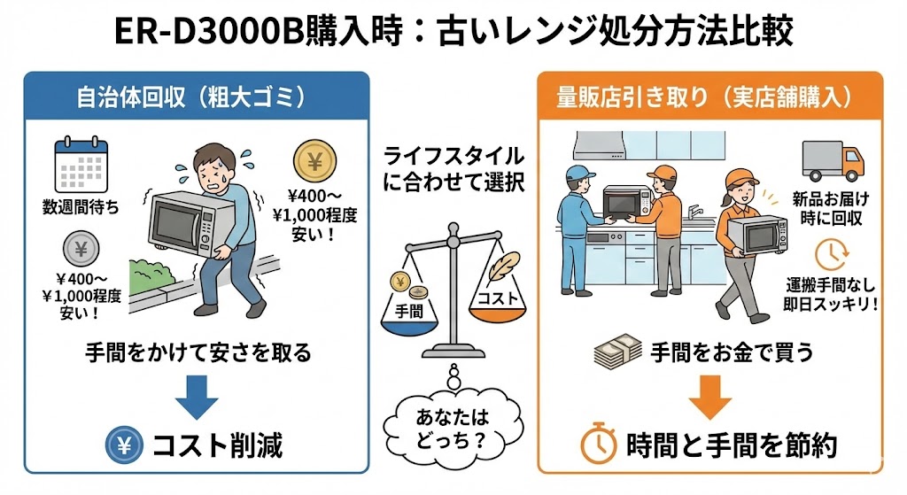 自治体回収 vs 量販店引き取り！ER-D3000B購入時の処分コスト削減術
