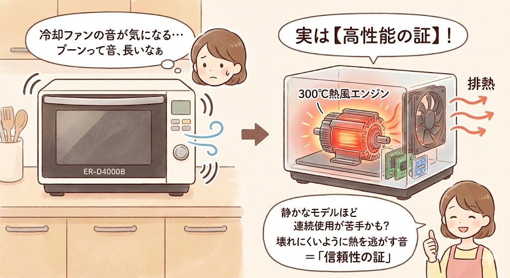 ER-D4000Bの悪い口コミ①「冷却ファンの音が気になる」