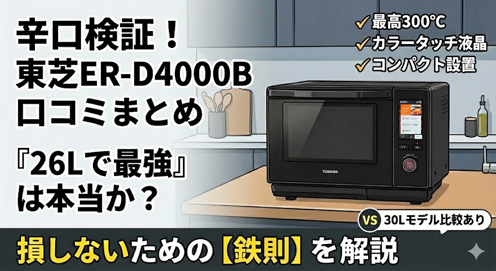 東芝ER-D4000Bの口コミは？「26Lで最強」は本当か？辛口評判から判明した【損しない人の鉄則】