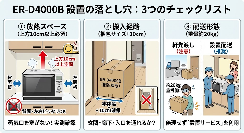 ER-D4000Bの設置で後悔しないための「3つのチェックリスト」