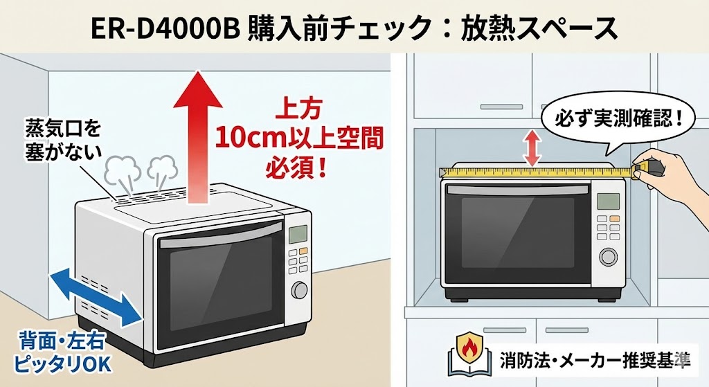 ER-D4000B購入前チェックリスト 放熱スペース