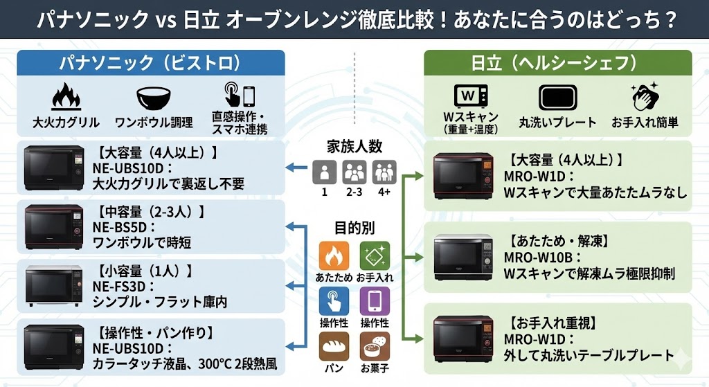 パナソニックと日立徹底比較！あなたに合うオーブンレンジはどっち？