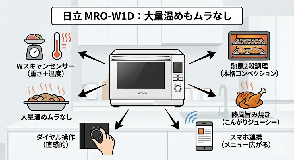 オーブンレンジ　パナソニックと日立　MRO-W1D