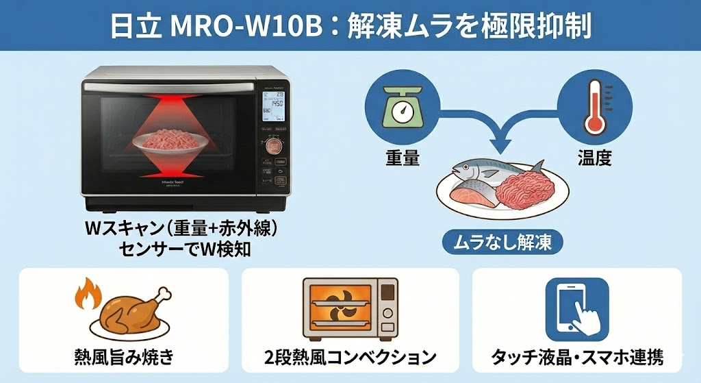 オーブンレンジ　パナソニックと日立　MRO-W10B
