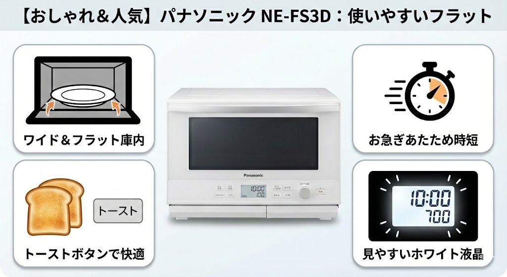 オーブンレンジ　パナソニックと日立　NE-FS3D