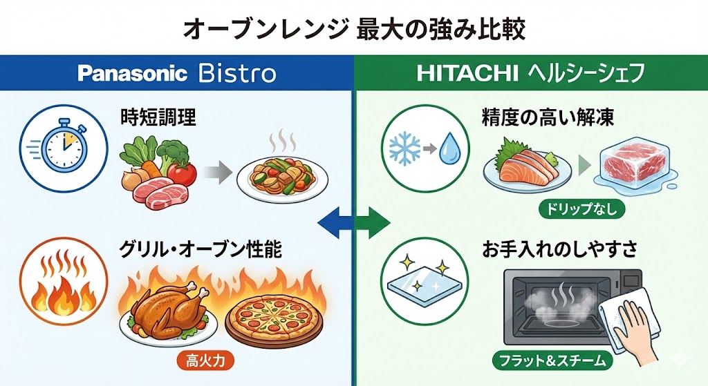 オーブンレンジ　パナソニック　日立　最大の強み