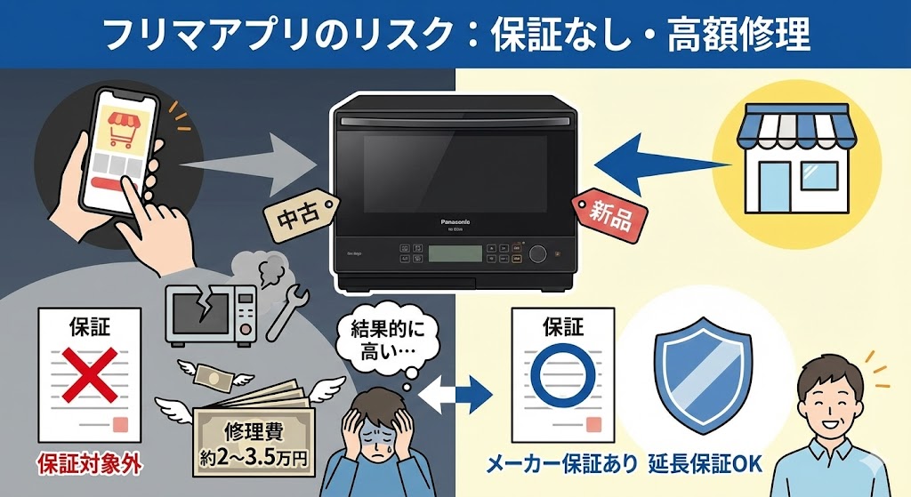 NE-BS5Dフリマアプリのリスク メーカー保証がない・延長保証に入れない恐怖