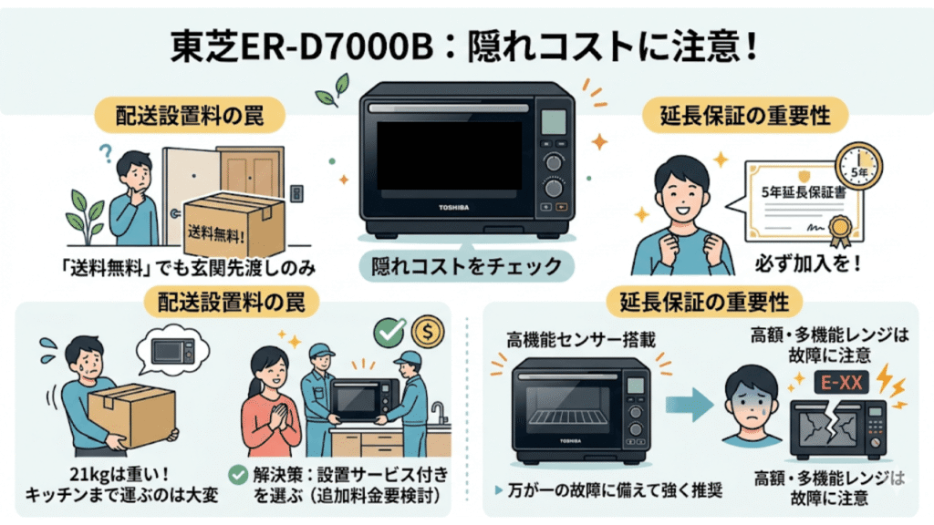 ER-D7000B特有の「隠れコスト」と注意点 配送設置料と延長保証の有無