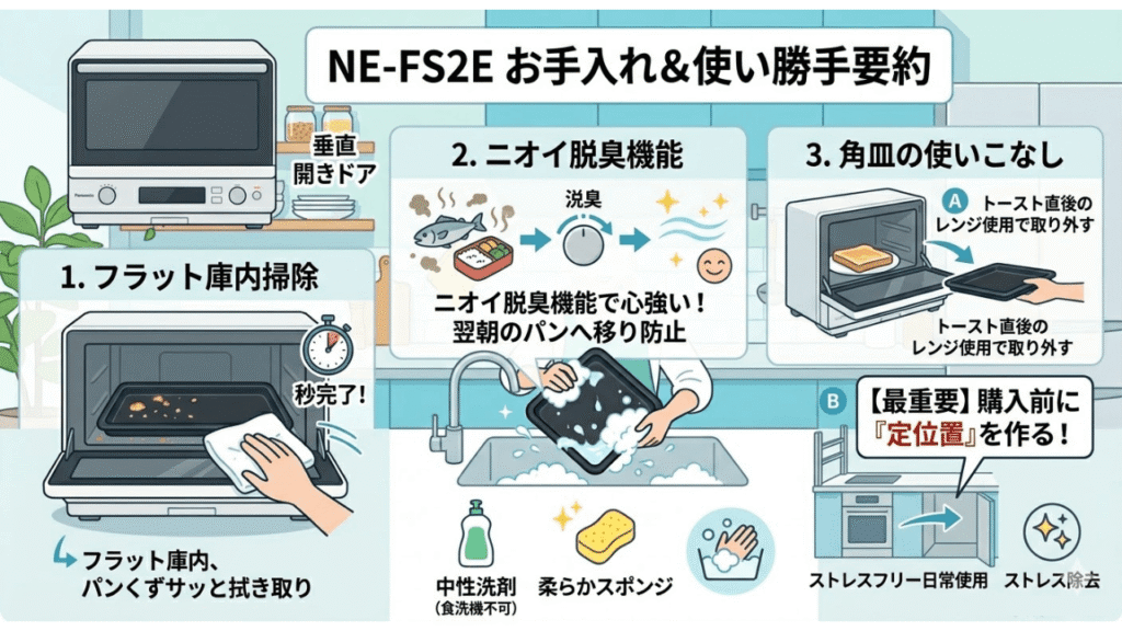 NE-FS2Eのお手入れはかんたん？本体と角皿のリアルな使い勝手