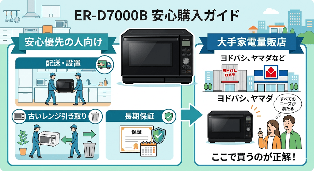 ER-D7000Bを配送設置や長期保証を手厚くしたい安心優先の人向け