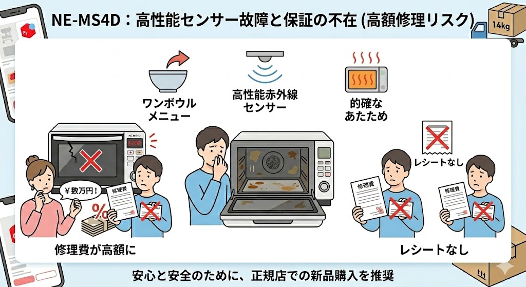 NE-MS4Dを中古品で買うリスク　精密部品の故障とメーカー保証の不在