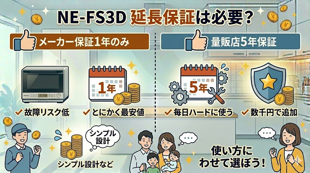 延長保証は必要？NE-FS3Dを最安値かつ安心して使うための考え方
