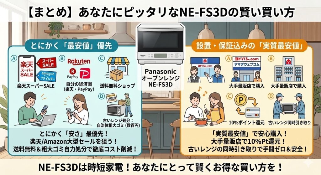 【まとめ】NE-FS3Dの最安値とあなたにピッタリな安く買う方法はこれ！