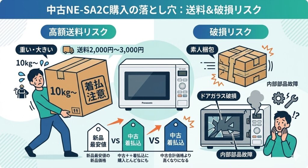 中古NE-SA2Cの送料負担と「素人梱包」による破損リスク