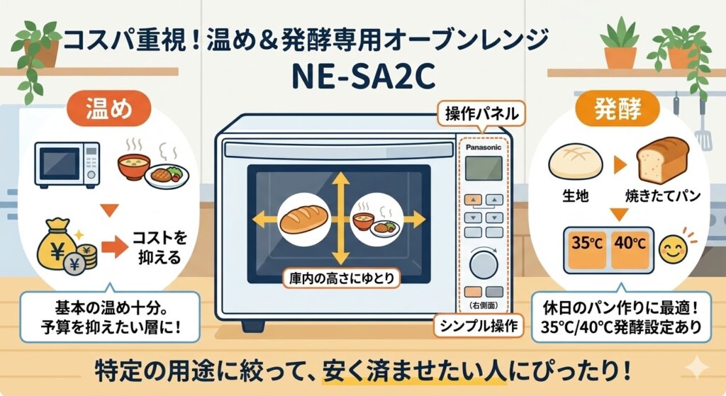 高コスパ！基本の温めと発酵（35・40℃）重視なら「NE-SA2C」