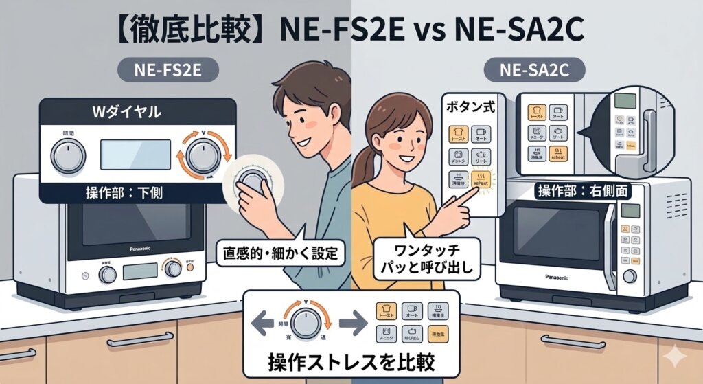 NE-FS2EとNE-SA2Cの違い【操作パネル】
