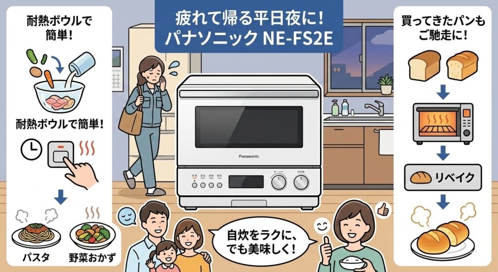 疲れて帰る平日夜に、パッと一品作りたいなら「NE-FS2E」