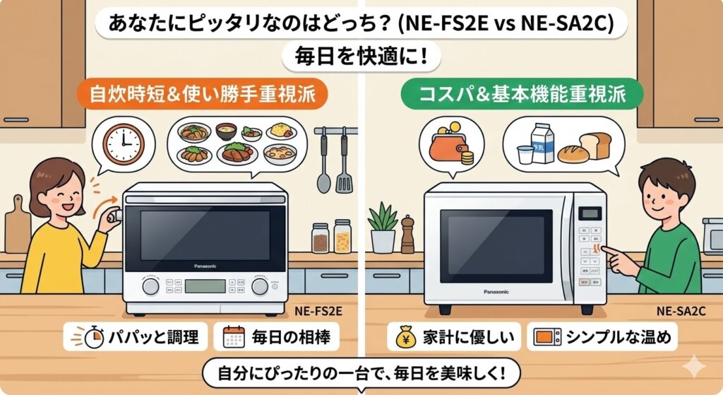 【まとめ】NE-FS2EとNE-SA2C あなたにピッタリなのはどっち？