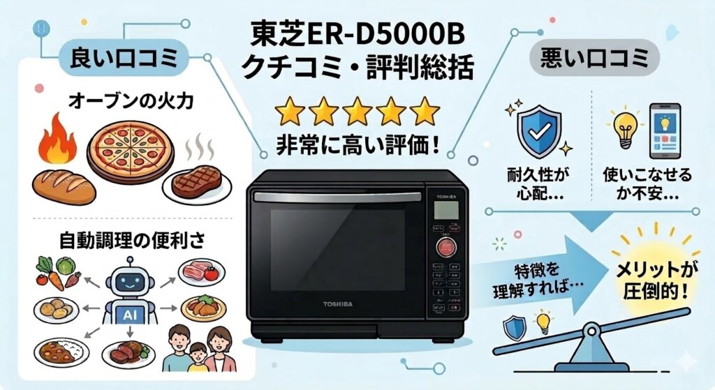 東芝ER-D5000Bのリアルな口コミ・評判の総括