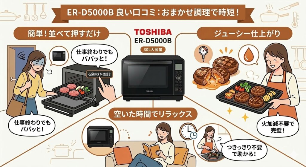 ER-D5000Bの良い口コミ　おまかせ調理で時短！