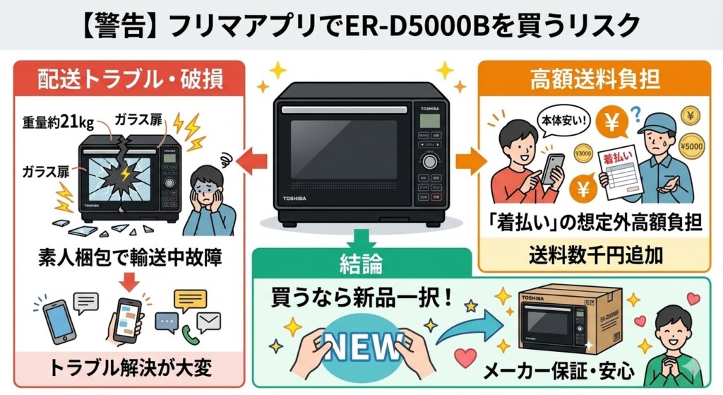 アプリでER-D5000Bを買うリスク　配送トラブルと高額な送料の落とし穴