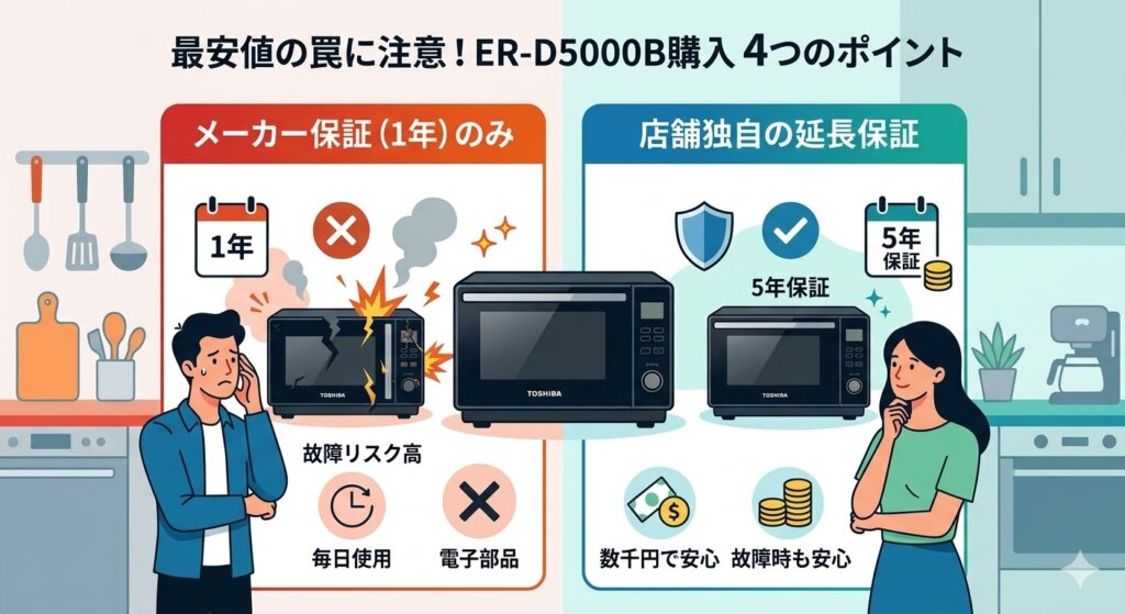 ER-D5000B最安値の罠　延長保証は必須？ショップごとの保証内容の違い