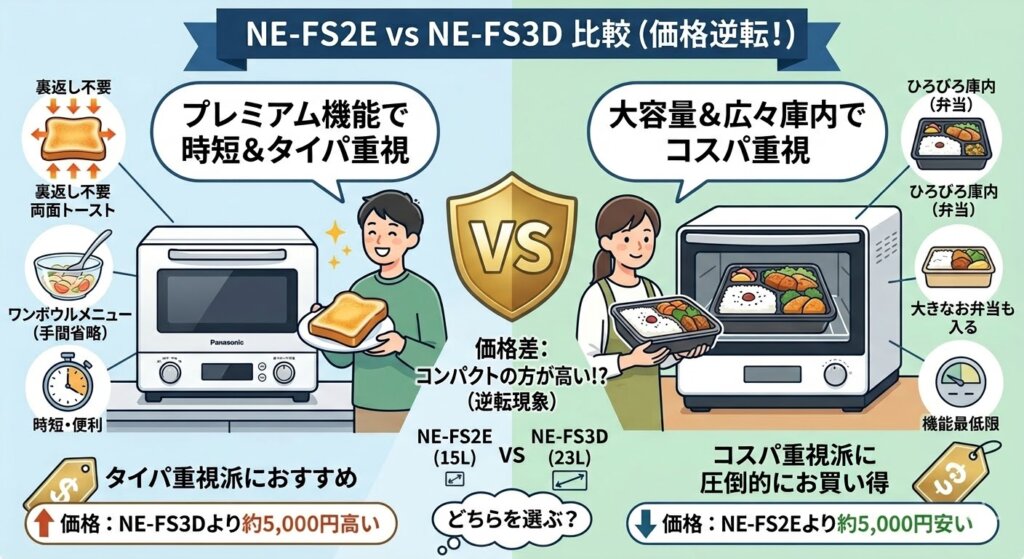 NE-FS2EとNE-FS3Dの違い　価格