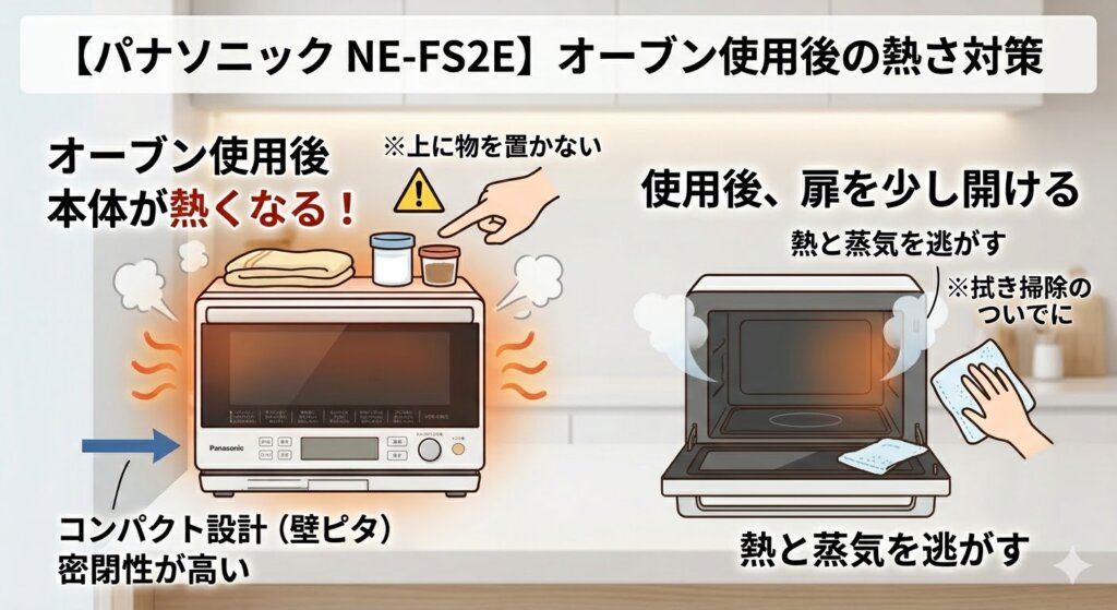 NE-FS2Eの悪い口コミ　オーブン使用後に本体が熱くなる