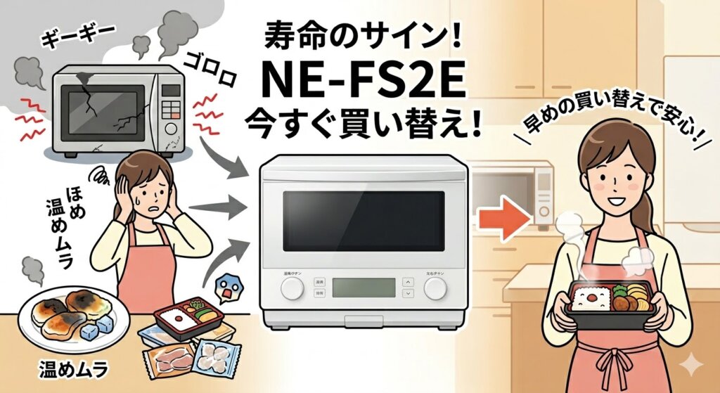 「NE-FS2E」を今すぐ買うべき人　今使っているレンジに寿命のサイン（異音・温めムラ）が出ている人
